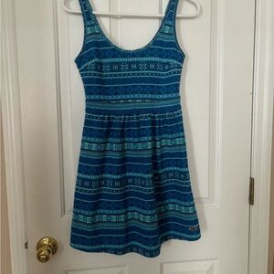 Vintage Hollister Teal and Navy Patterned Dress